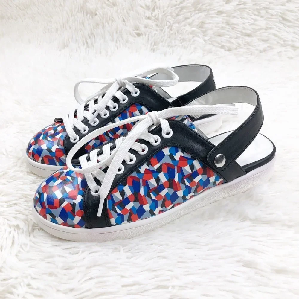 Circus Sam Edelman Murray Red Blue Confetti‎ Black Slingback Sneakers Shoes 7.5